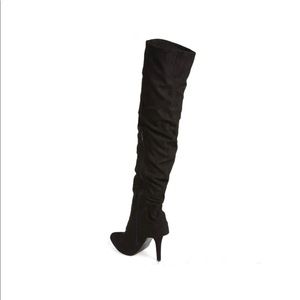 Nina Black Suede kymari Over the Knee Boots, Pointed Toe, 3.5” heel, Size 10